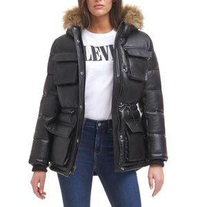 Levi’s Faux Leather Water Resistant Puffer Jacket